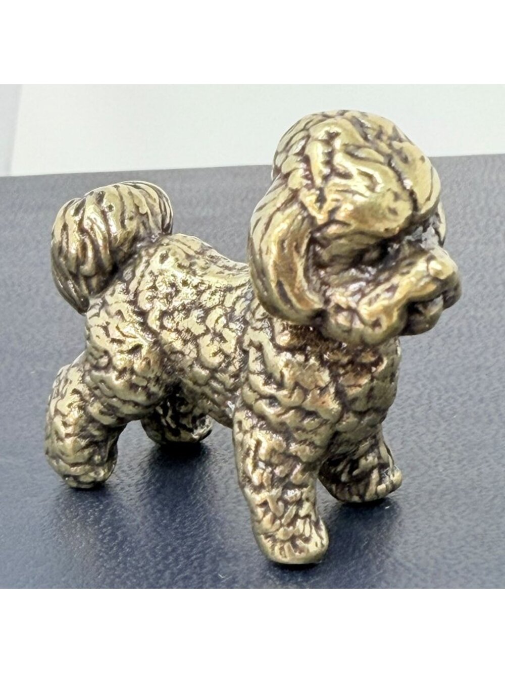 Brass Bichon Frise Dog Figurine Miniature Joy Totem Altar Decor 1970s Style